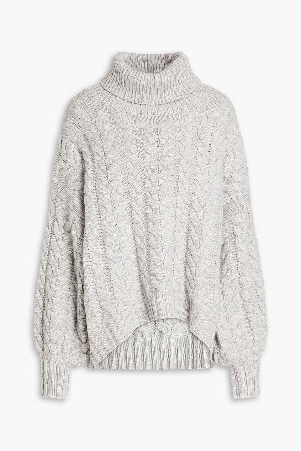 N•peal Oversized Cable-knit Cashmere Turtleneck Sweater In Light Gray