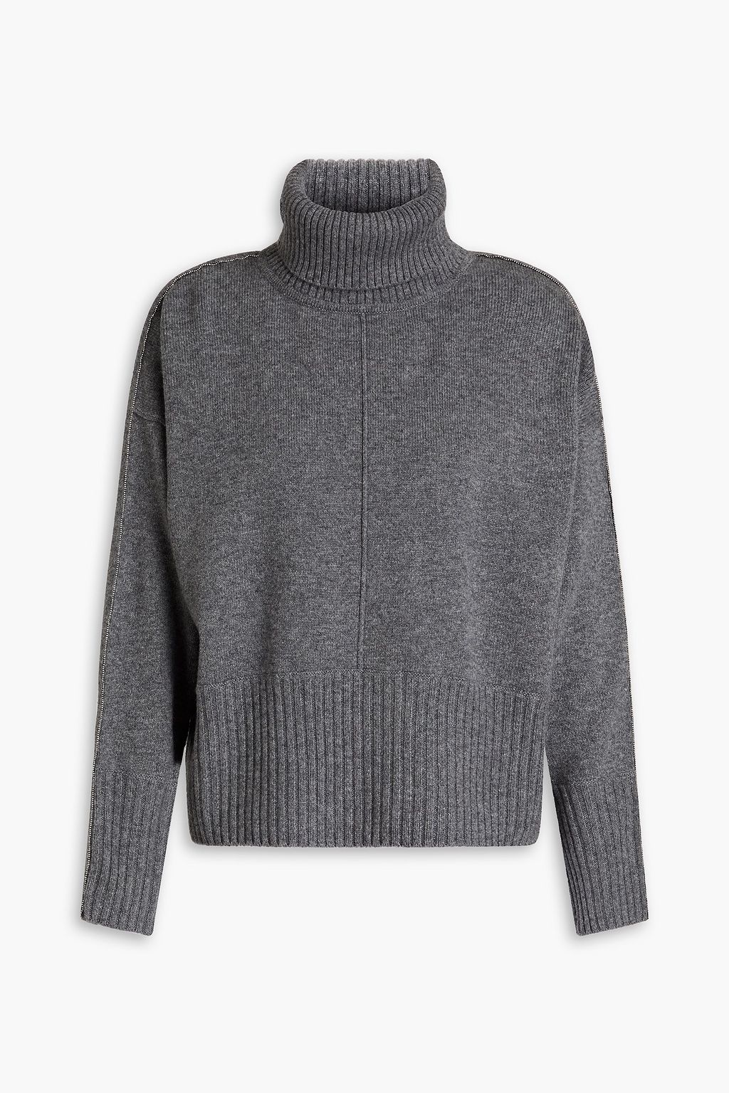 N.PEAL Bead-embellished mélange cashmere turtleneck sweater | THE OUTNET