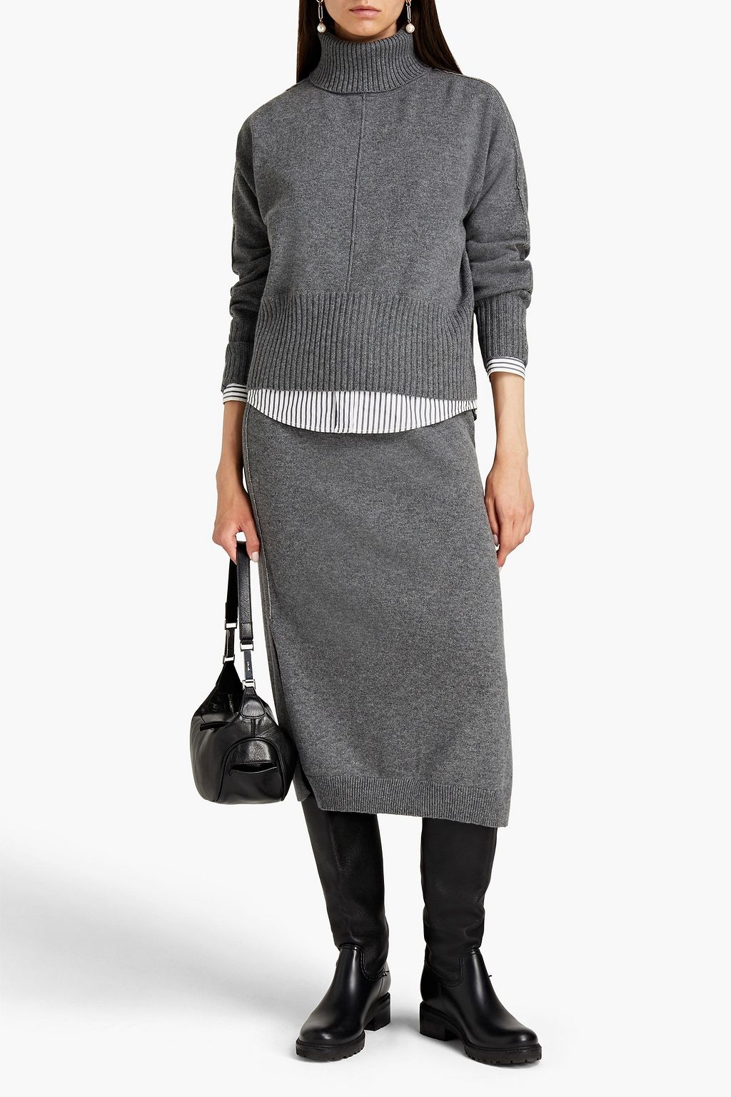 N.PEAL Bead-embellished cashmere turtleneck sweater