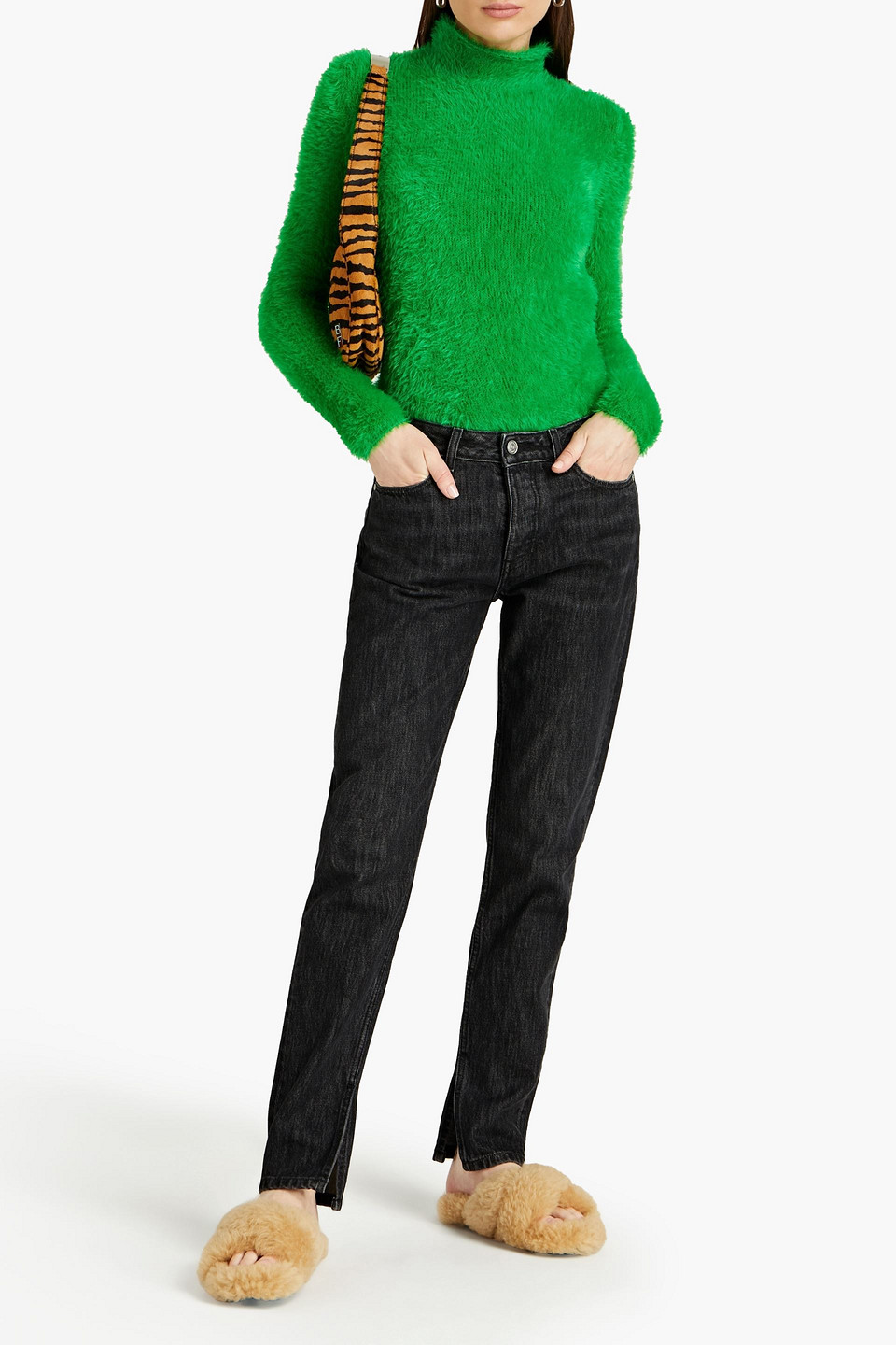 Ganni Mid-rise Slim-leg Jeans In Charcoal