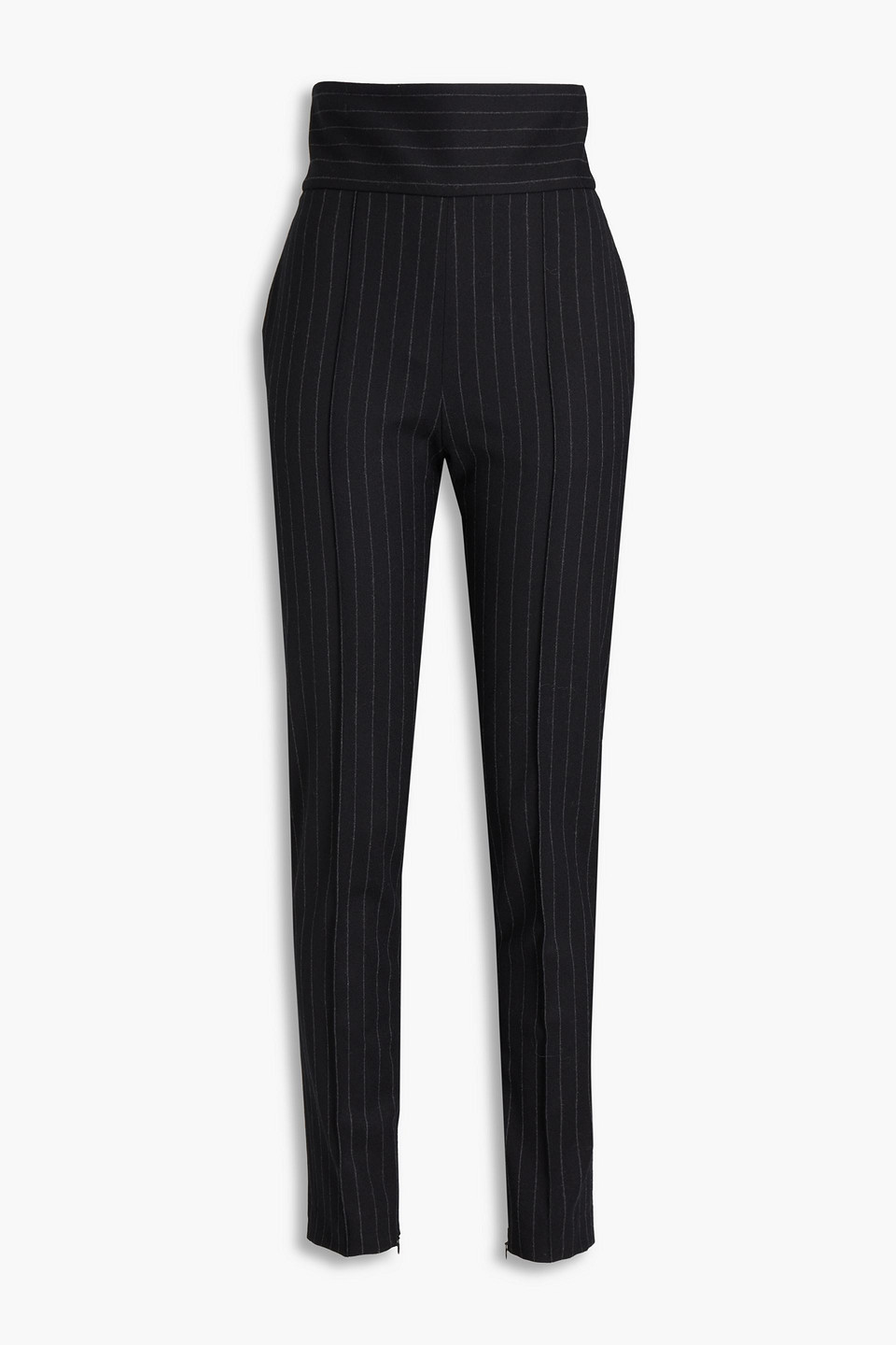 Alexandre Vauthier Pinstriped Stretch-wool Tapered Trousers In Black