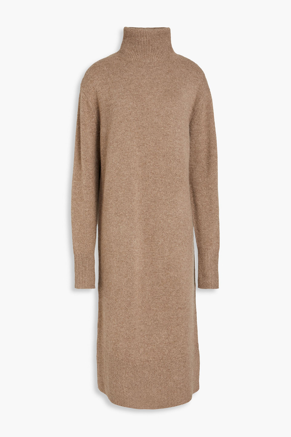 Joseph Mélange Cashmere Turtleneck Midi Dress In Neutrals