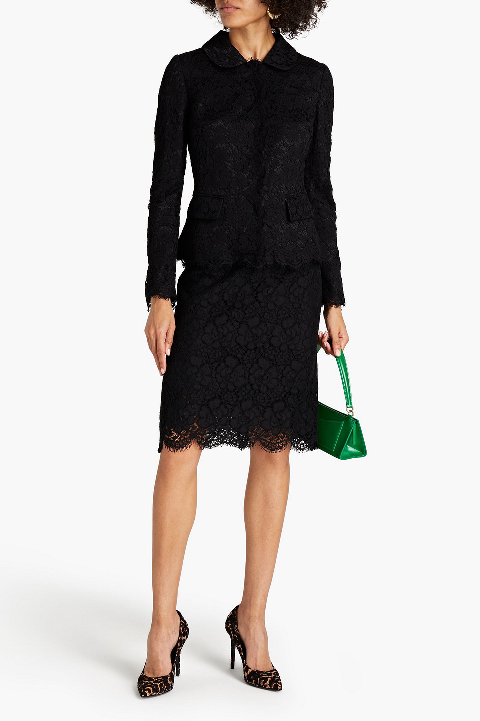 Dolce & Gabbana Corded Lace Skirt In Black