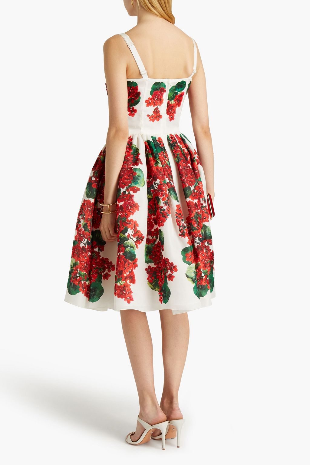 DOLCE&GABBANA Embellished floral-print silk-organza dress