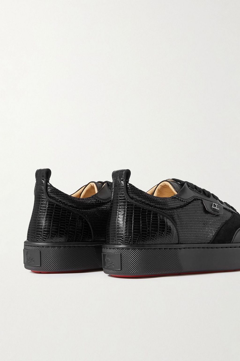 CHRISTIAN LOUBOUTIN Happrui Spikes suede and leather-trimmed mesh sneakers