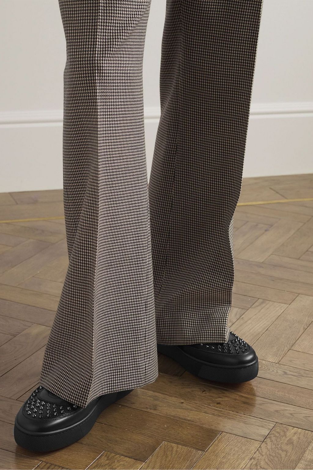 CHRISTIAN LOUBOUTIN Happrui Spikes suede and leather-trimmed mesh sneakers