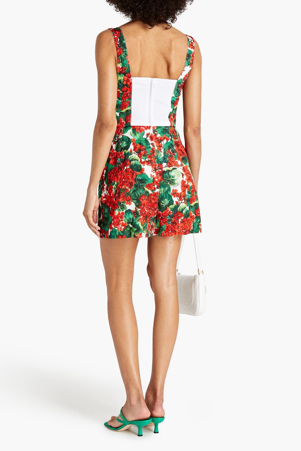 DOLCE&GABBANA Pleated floral-print cloqué playsuit