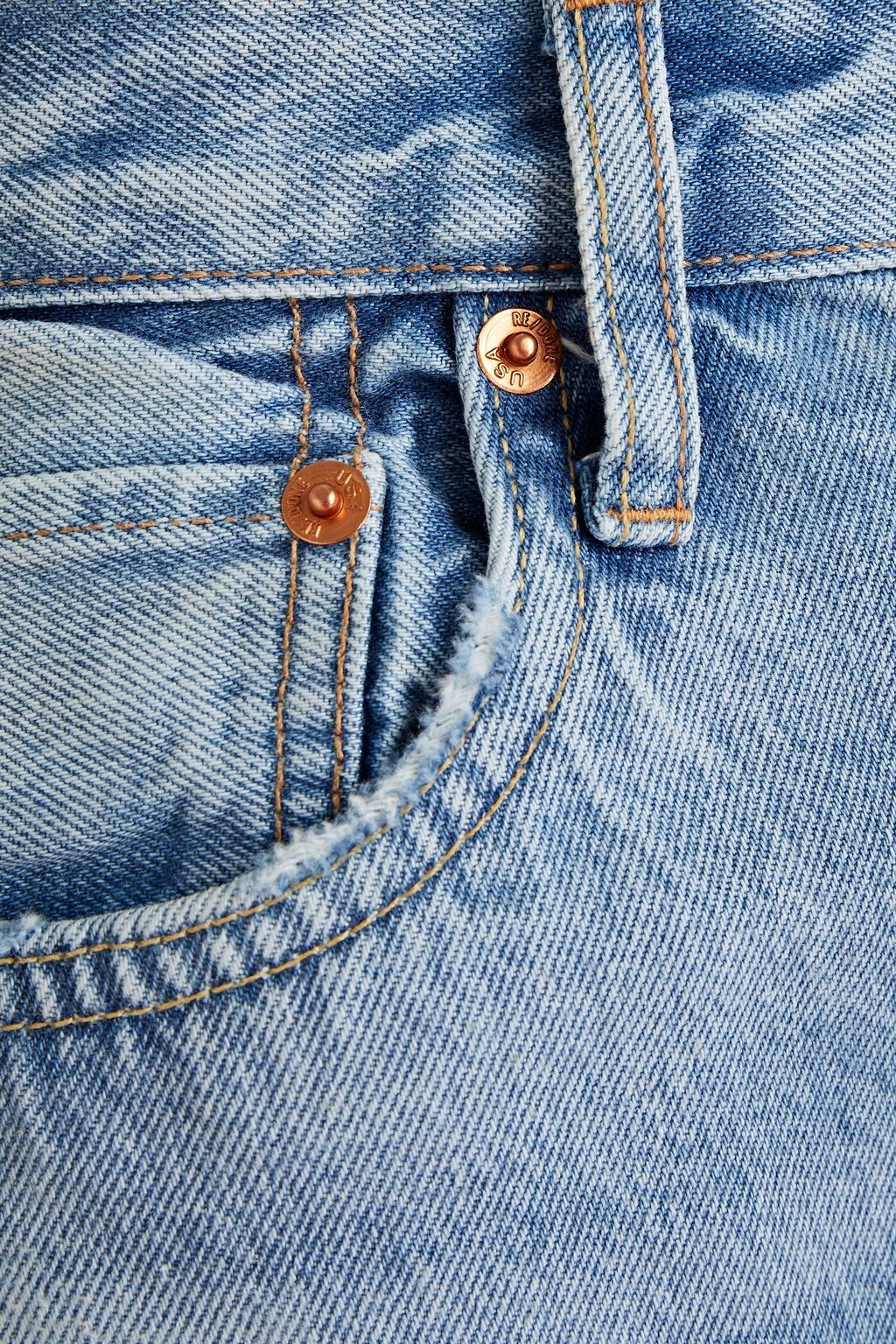 RE/DONE بنطلون جينز بقصة أرجل واسعة وخصر مرتفع بلون باهت