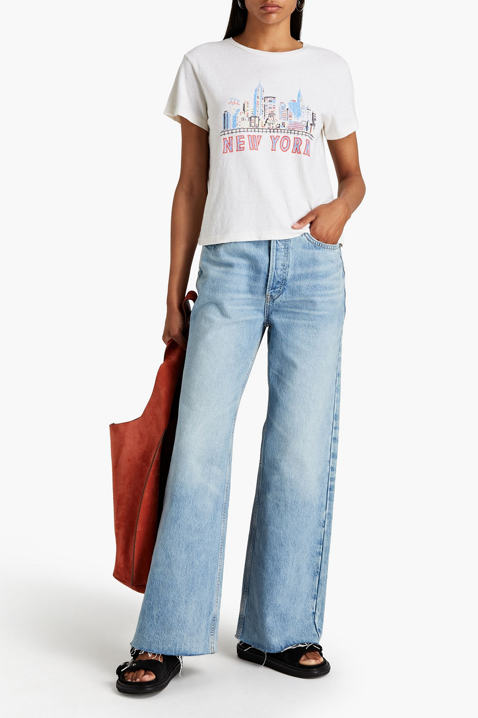 RE/DONE FADED HIGH-RISE WIDE-LEG JEANS