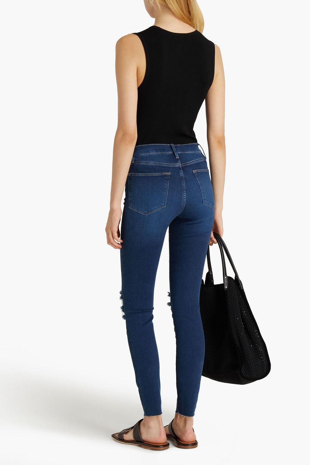 FRAME Le High Skinny distressed high-rise skinny jeans