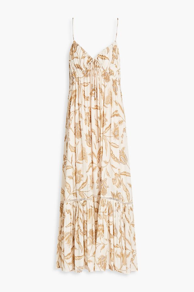 Amyris Kesara lace-up floral-print gauze maxi dress