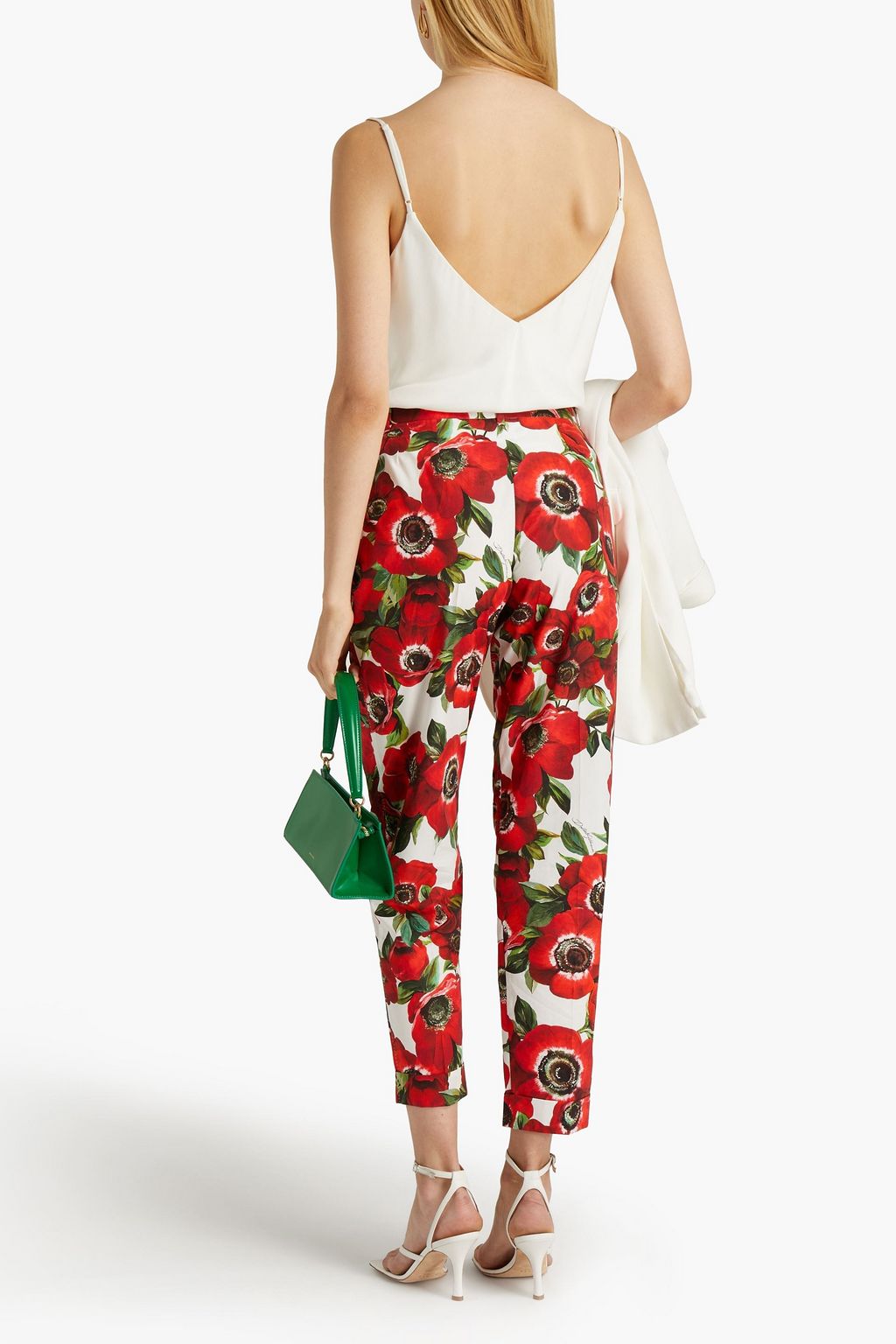 DOLCE&GABBANA Floral-print cotton-poplin tapered pants