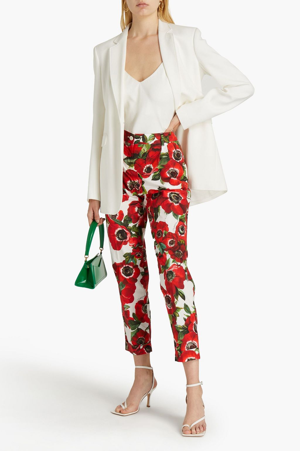 DOLCE&GABBANA Floral-print cotton-poplin tapered pants