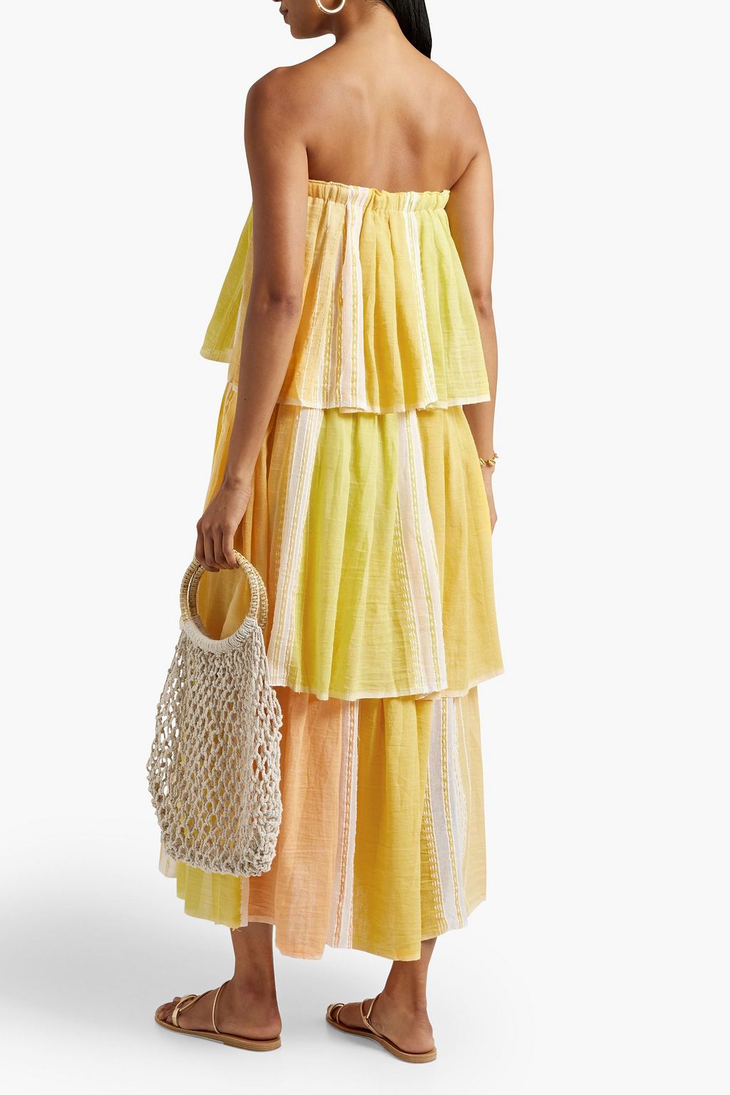 LEMLEM Eshal tiered cotton-gauze midi dress