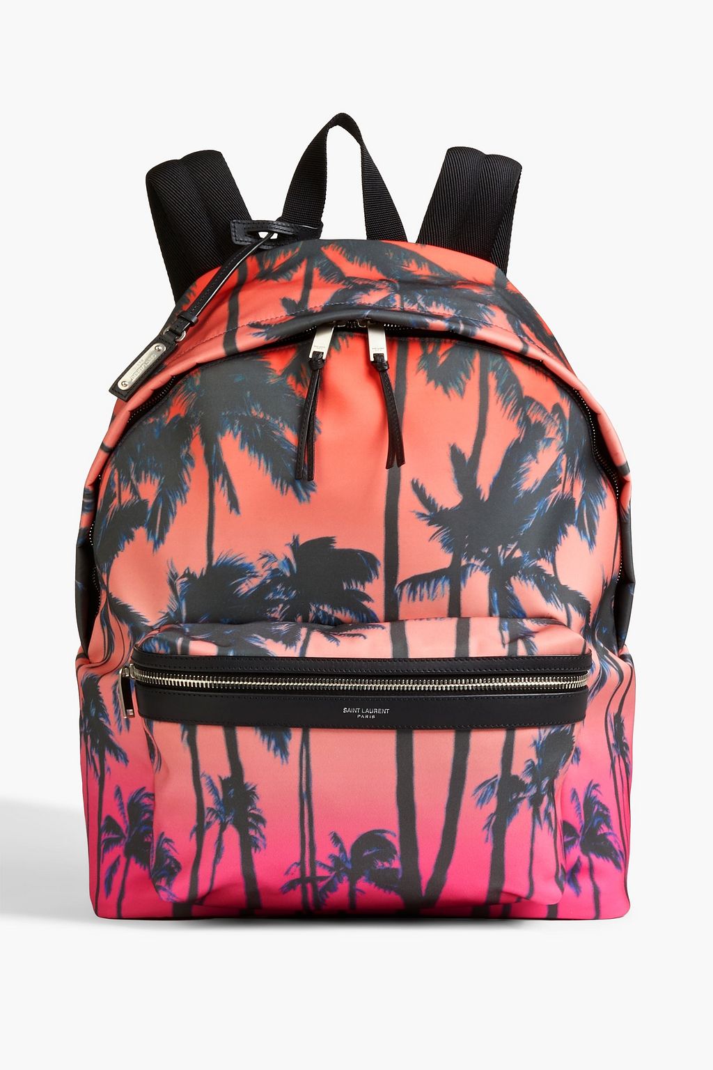 Coral City leather-trimmed printed 