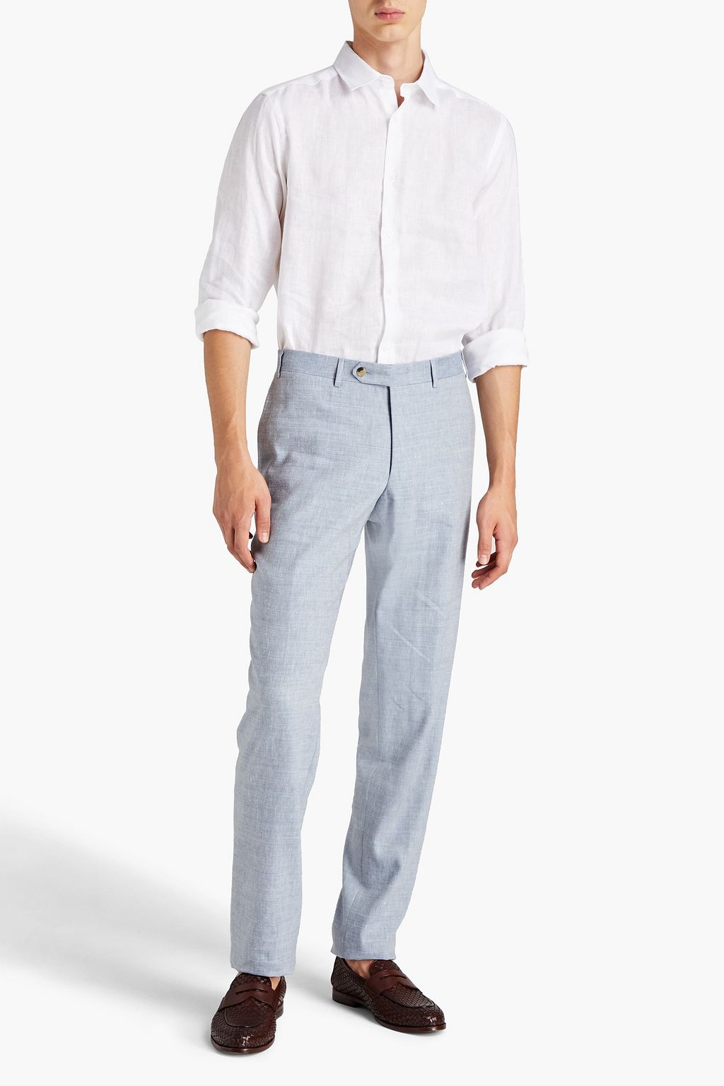 CANALI Linen and cotton-blend twill suit pants