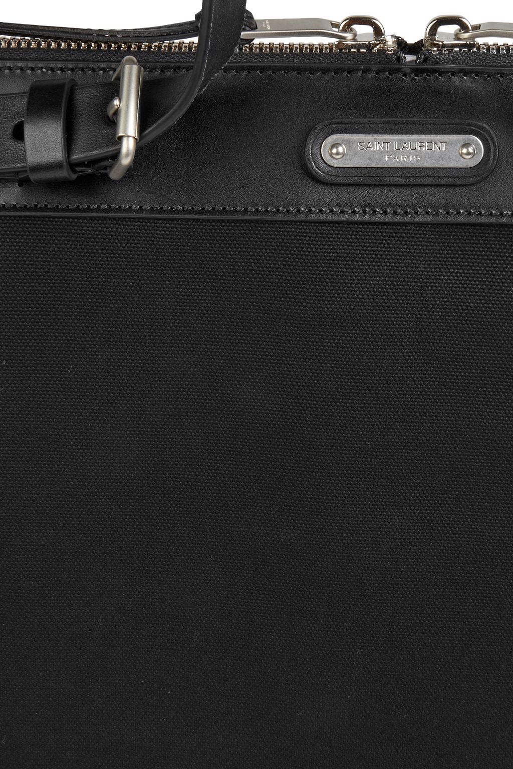 SAINT LAURENT ID wandelbare Tote Bag aus Canvas mit Lederbesatz