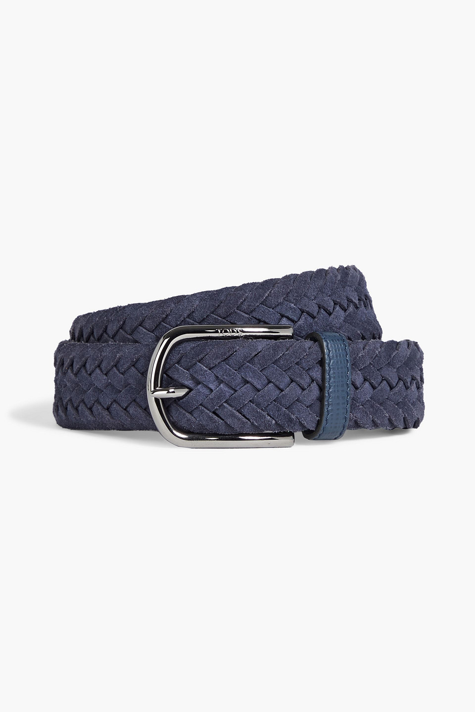Tod's Logo-engraved Braided Belt In Midnight Blue