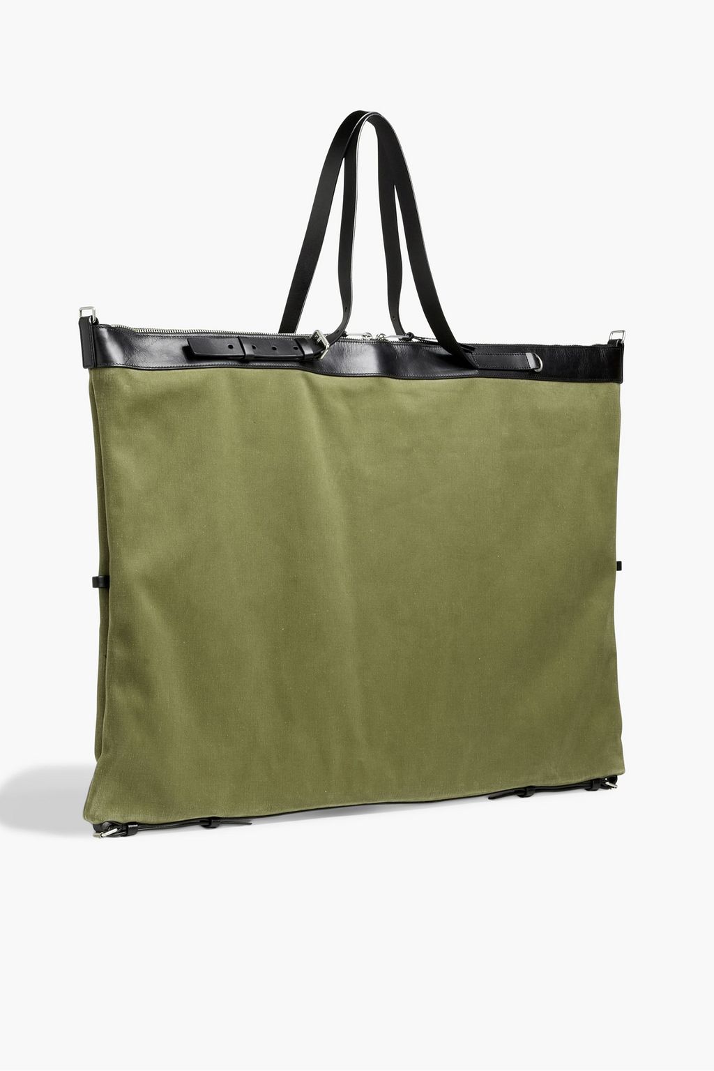 SAINT LAURENT Leather-trimmed twill tote
