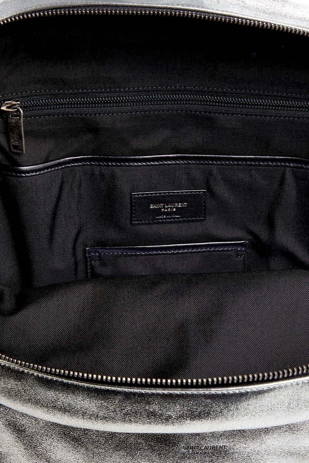 SAINT LAURENT Metallic textured-leather backpack