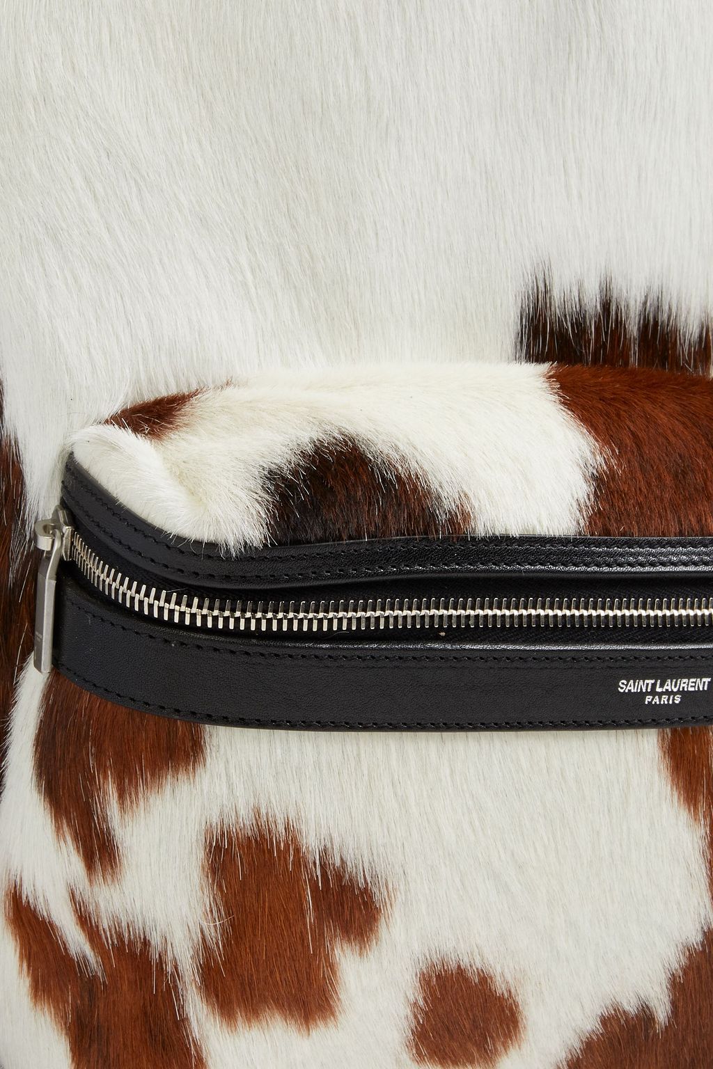 SAINT LAURENT City leather-trimmed calf hair backpack