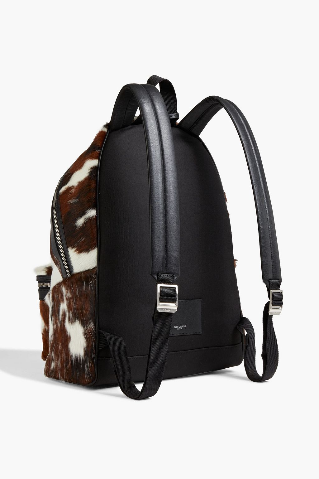 SAINT LAURENT City leather-trimmed calf hair backpack