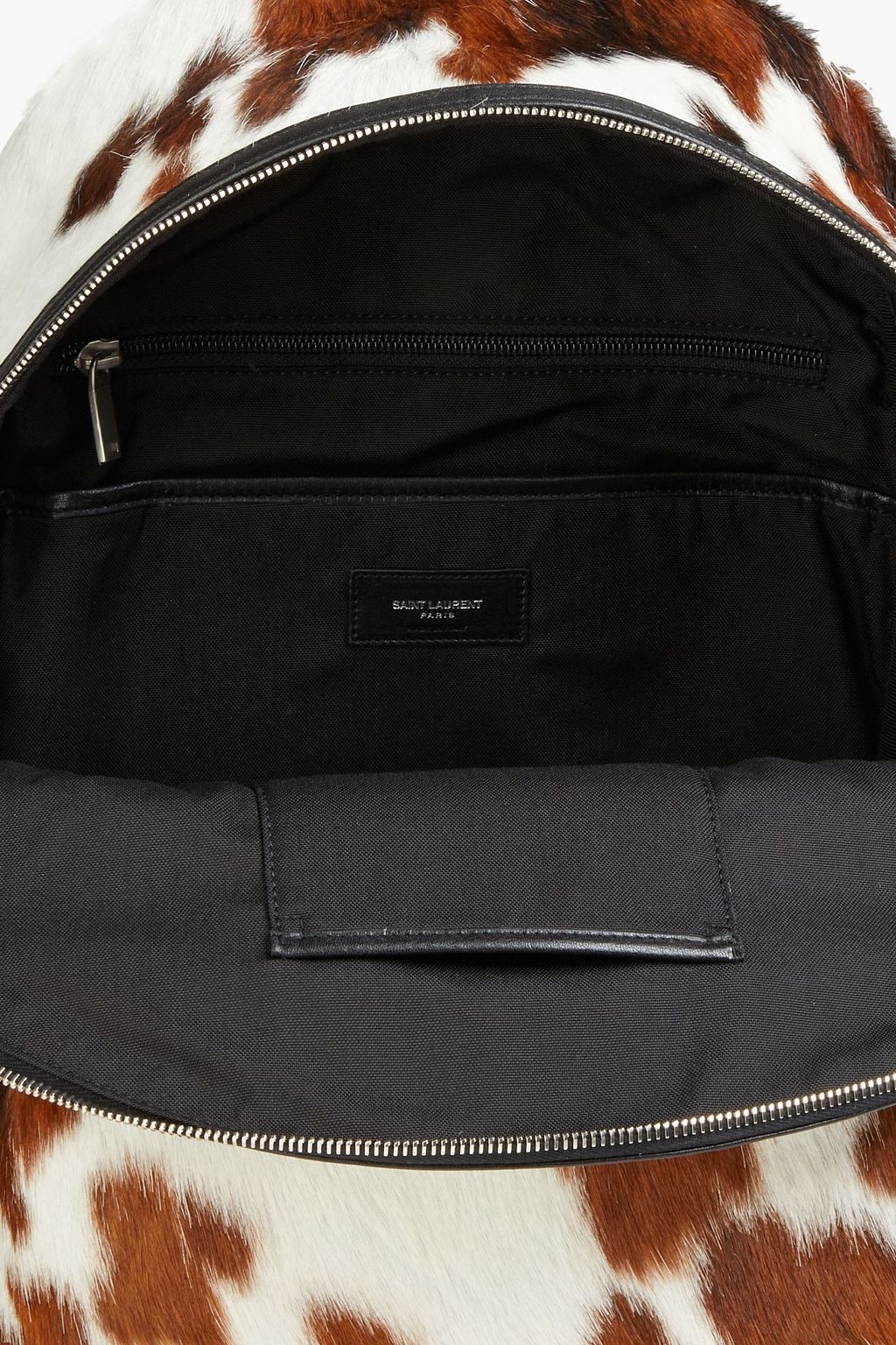SAINT LAURENT City leather-trimmed calf hair backpack