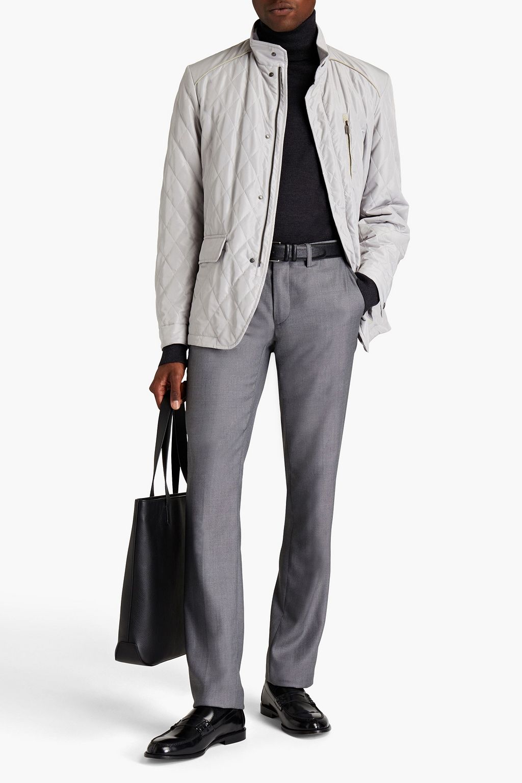 CANALI Wool-blend piqué chinos