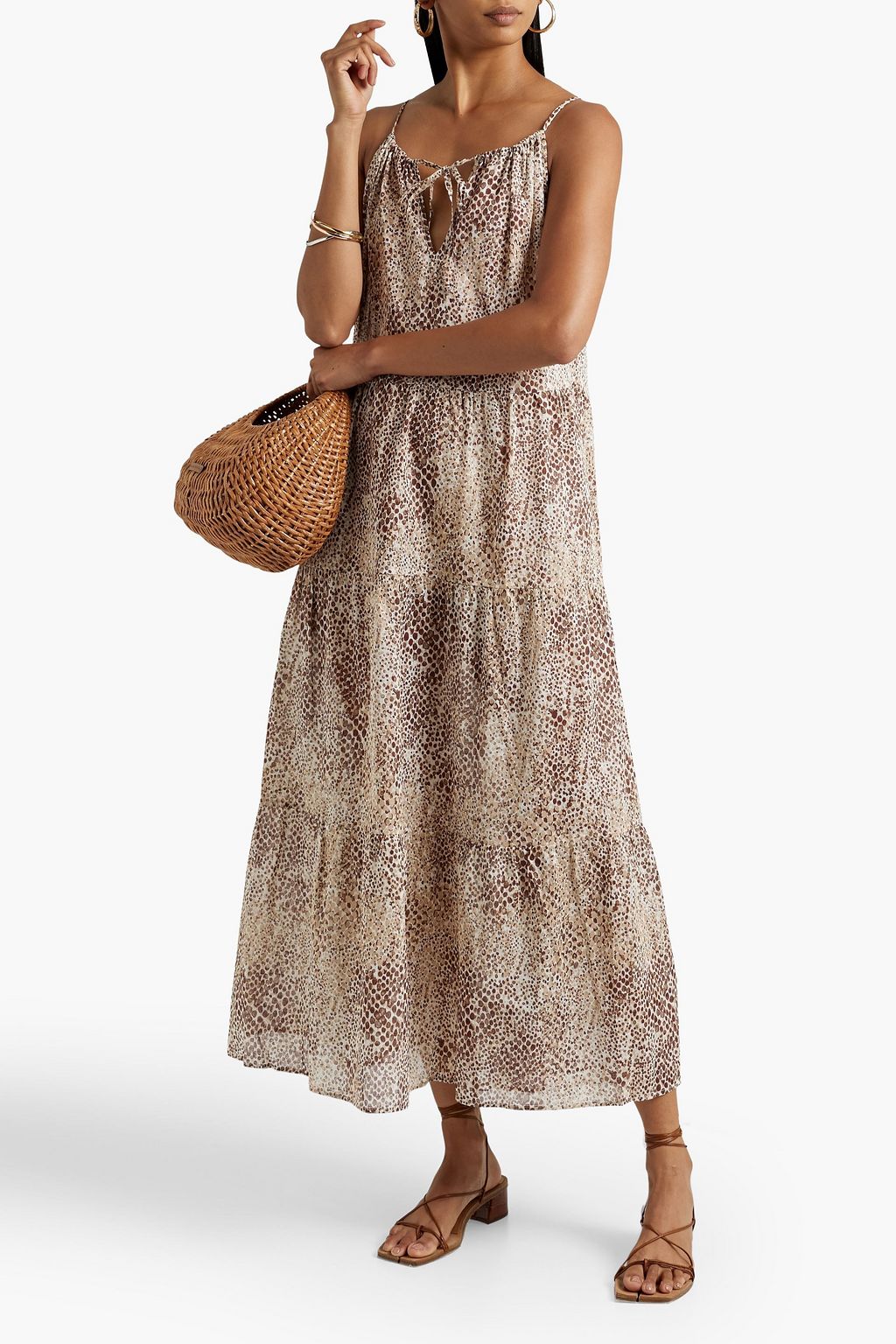 SEAFOLLY Tiered printed cotton-voile maxi dress