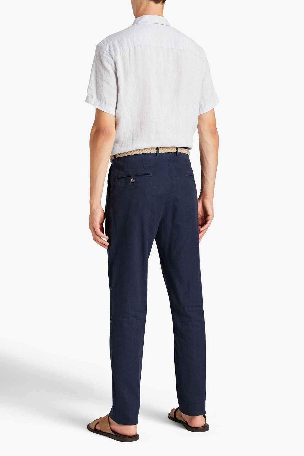 CANALI Tapered linen-blend twill pants