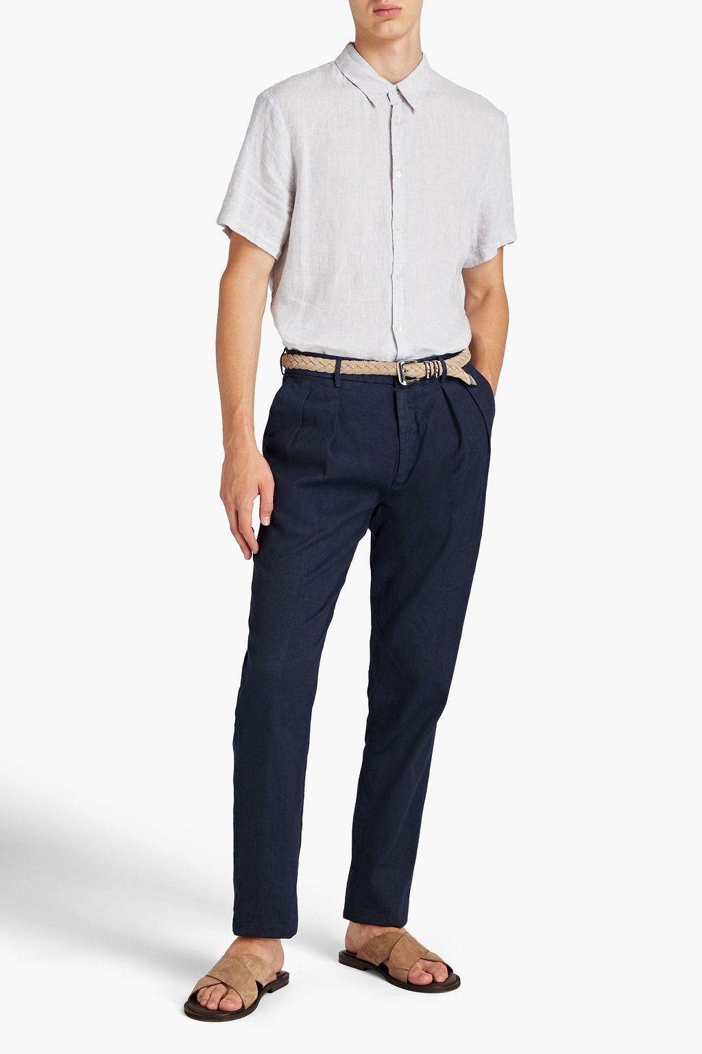 CANALI Tapered linen-blend twill pants