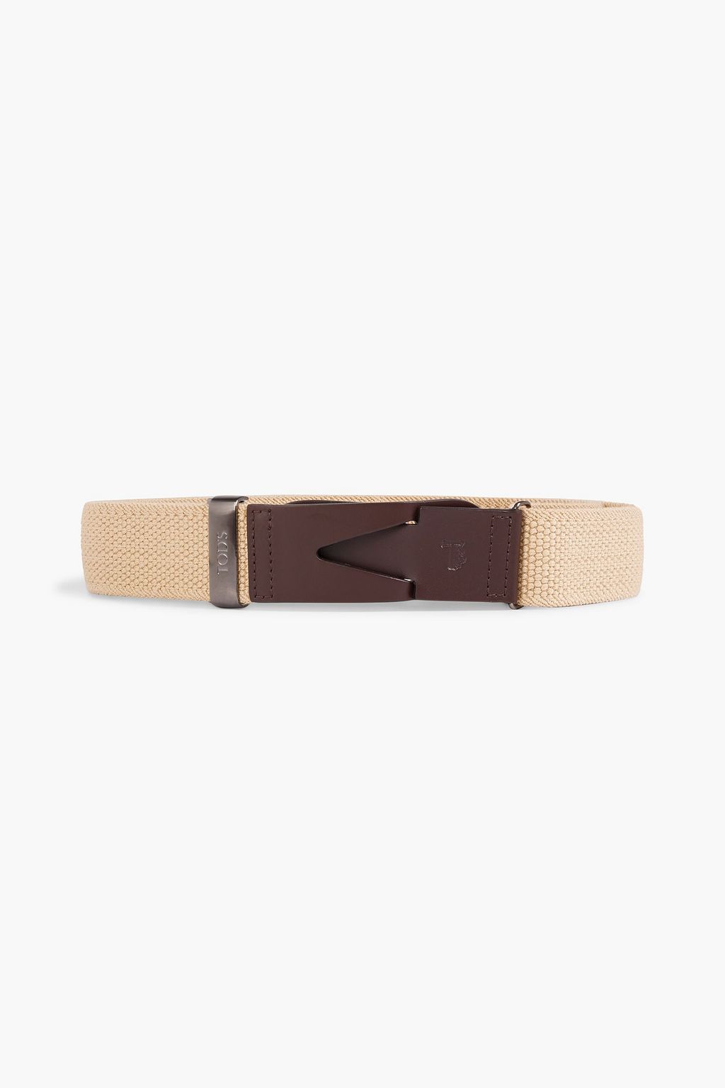 Tod's - Leather-trimmed Canvas Belt Neutral - 110 cm