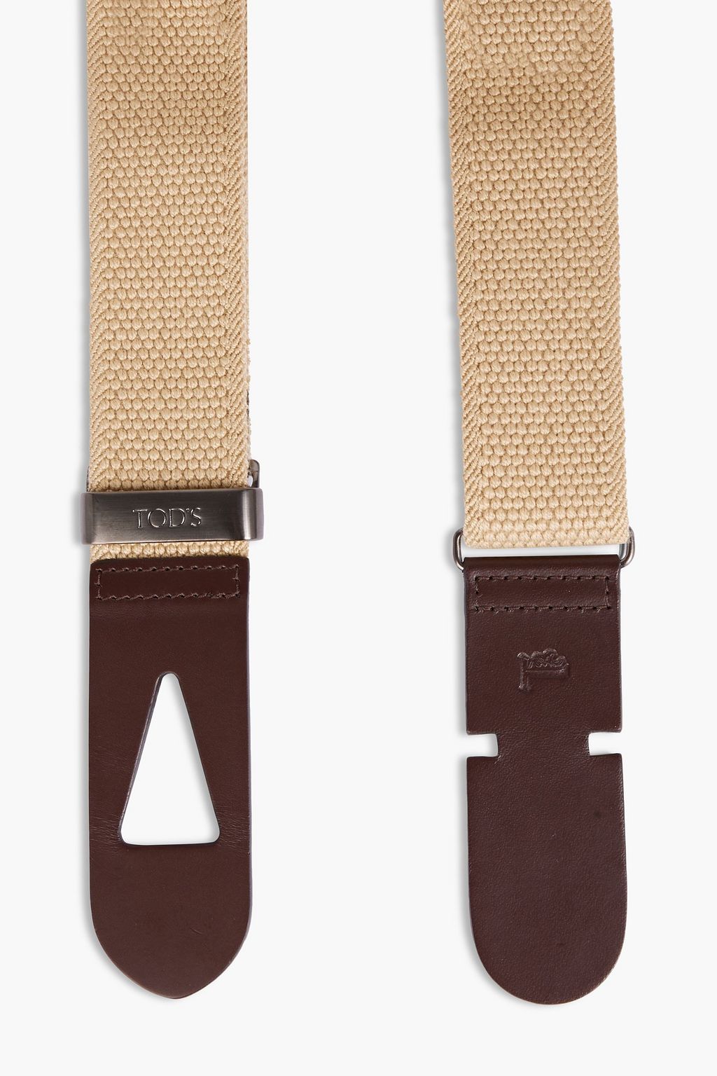 TOD'S Leather-trimmed canvas belt