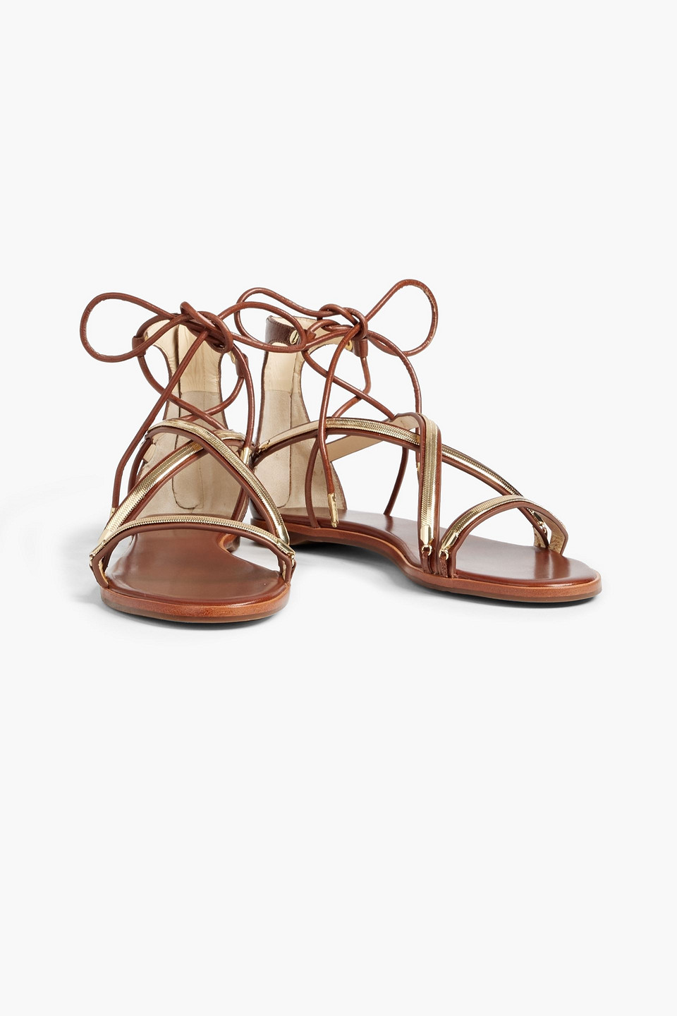 Rachel Zoe Babette Chain-trimmed Leather Sandals In Light Brown