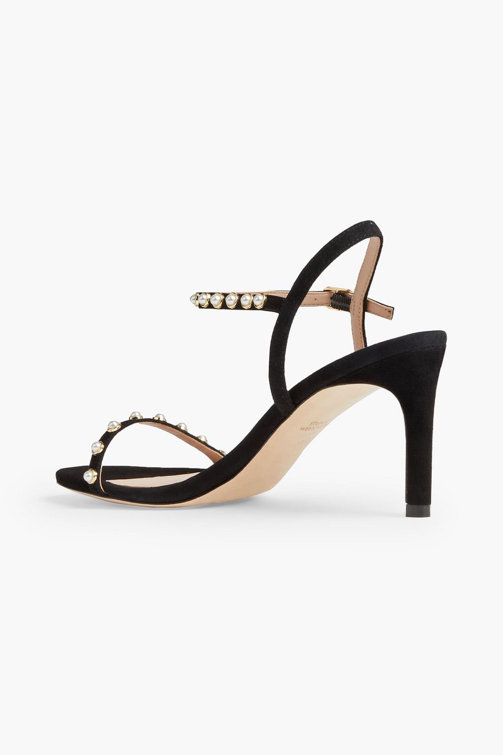 STUART WEITZMAN Kassidy faux pearl-embellished suede sandals
