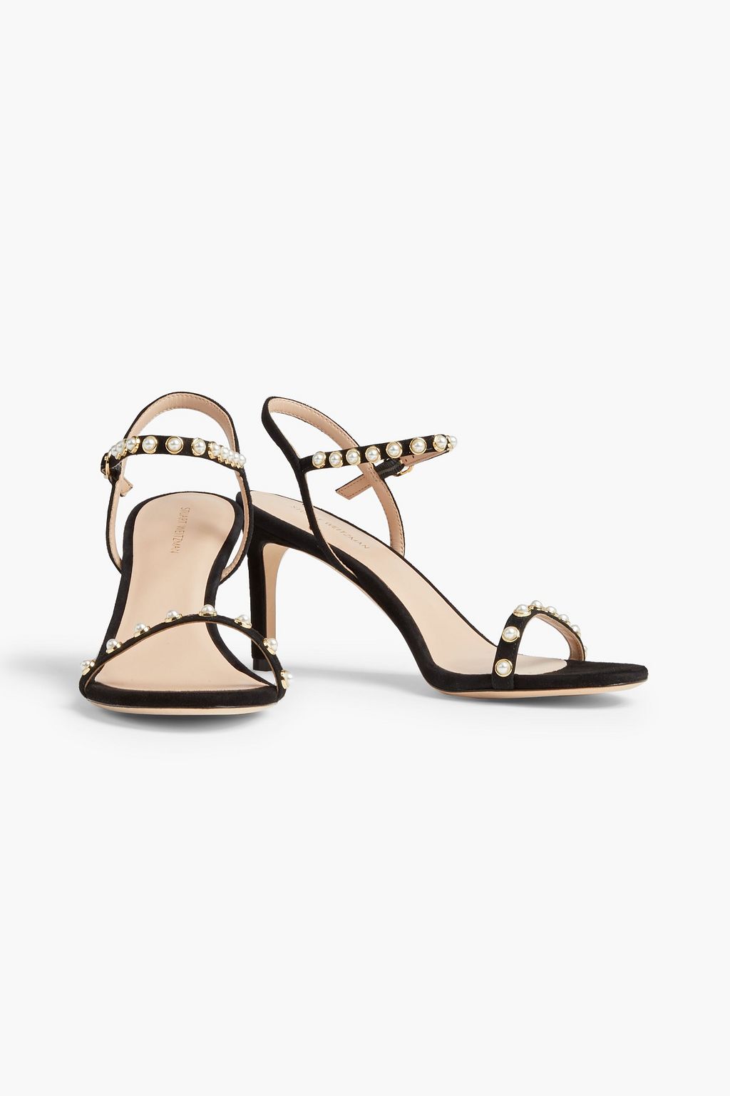 STUART WEITZMAN Kassidy faux pearl-embellished suede sandals