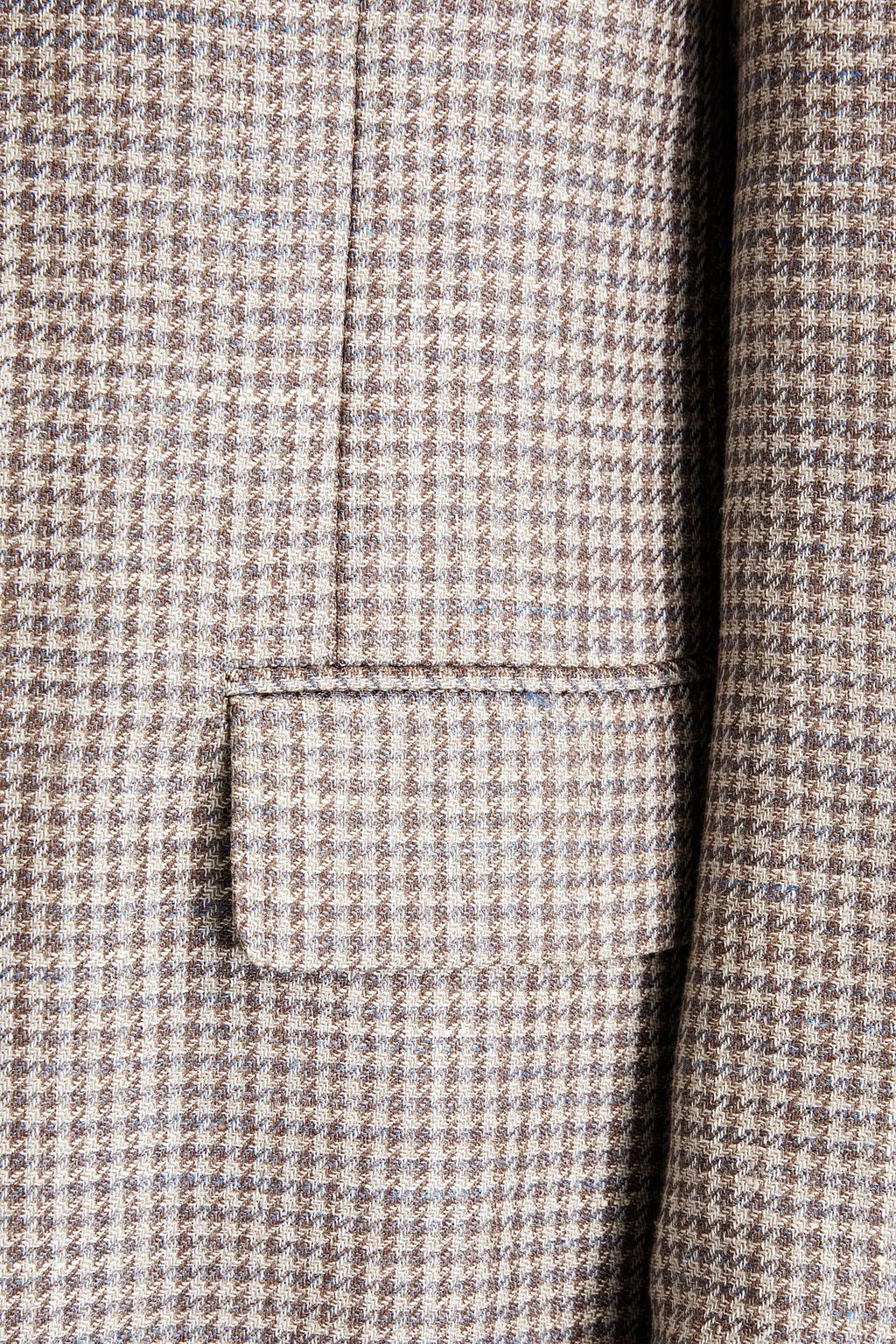 CANALI Houndstooth wool, silk and linen blend blazer