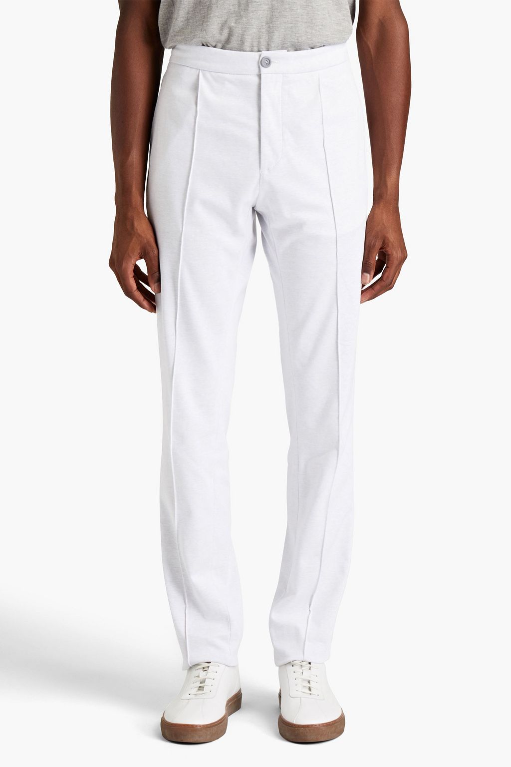 CANALI Mélange cotton and linen-blend jersey suit