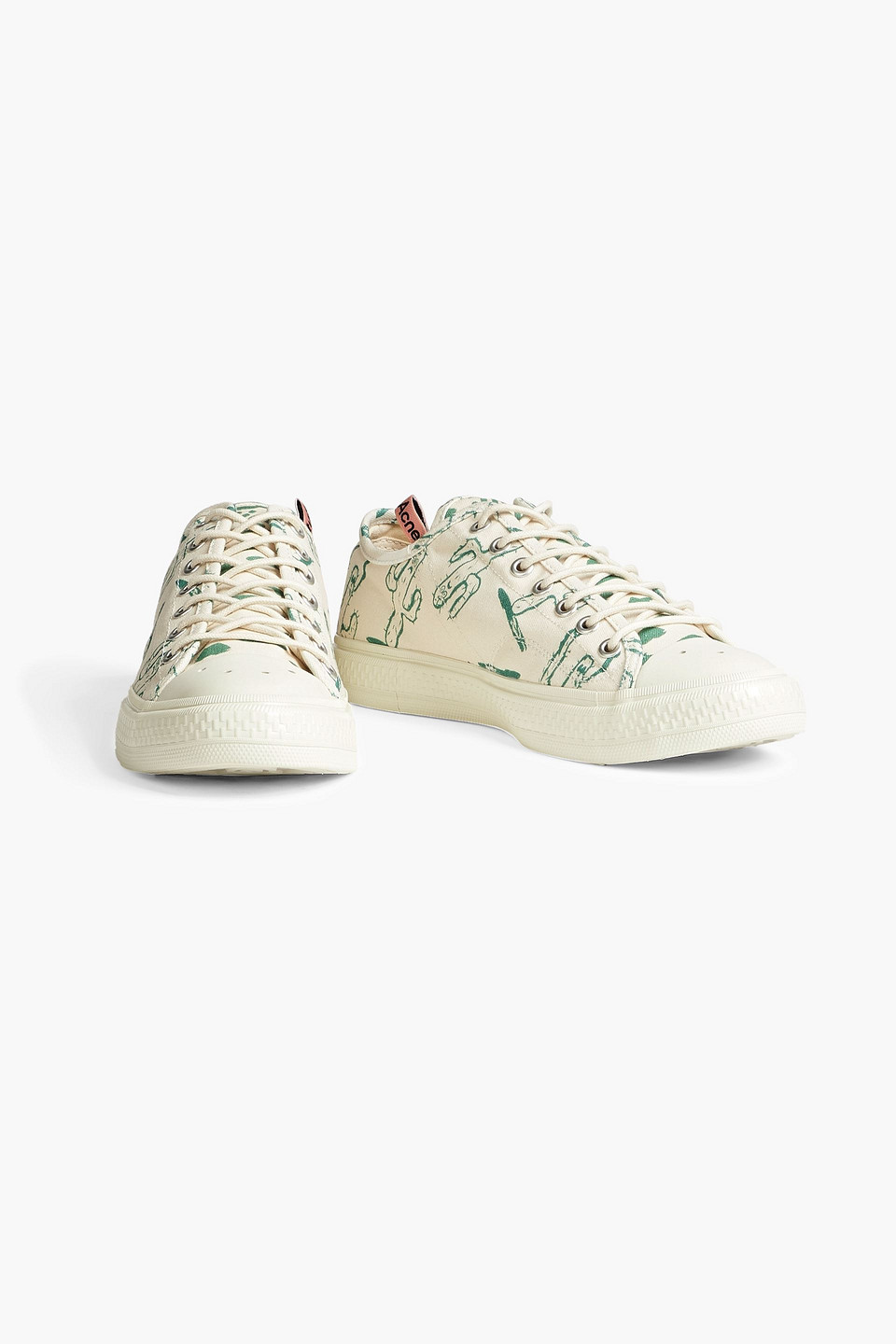 Acne Studios Man Perforated Rubber And Printed Canvas Trainers In Ecru