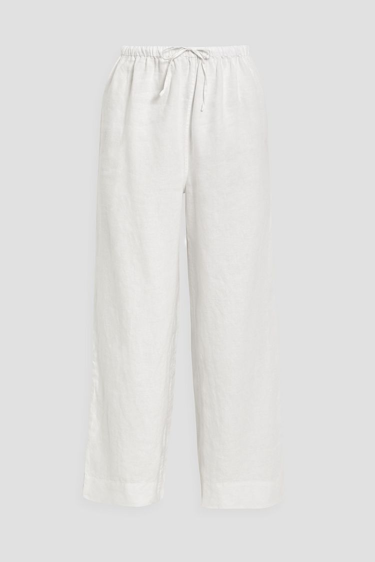 white linen wide leg pants