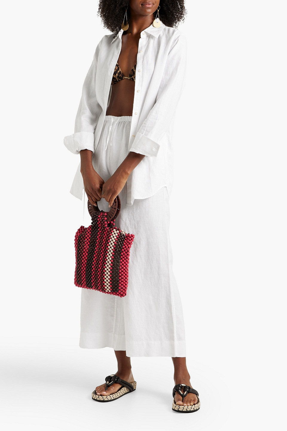 Onia Linen-gauze Wide-leg Pants In White