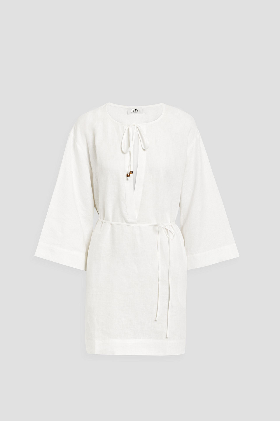 Jets By Jessika Allen Belted Linen Mini Dress In White | ModeSens