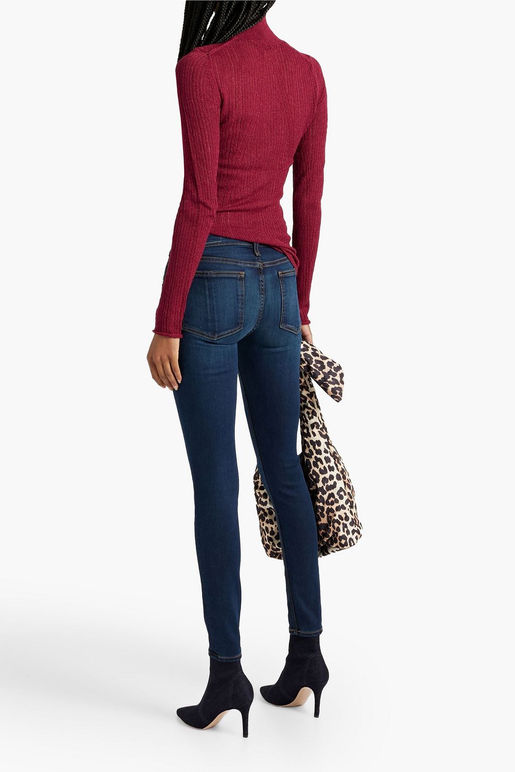 RAG & BONE Lexi 메탈릭 코튼 혼방 터틀넥 스웨터