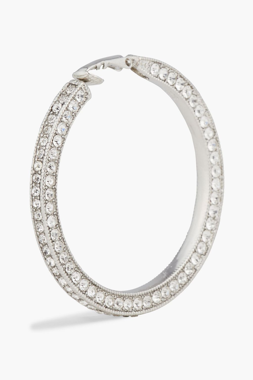 KENNETH JAY LANE Silver-tone crystal clip hoop earrings