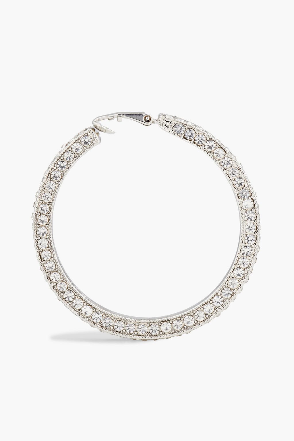 KENNETH JAY LANE Silver-tone crystal clip hoop earrings