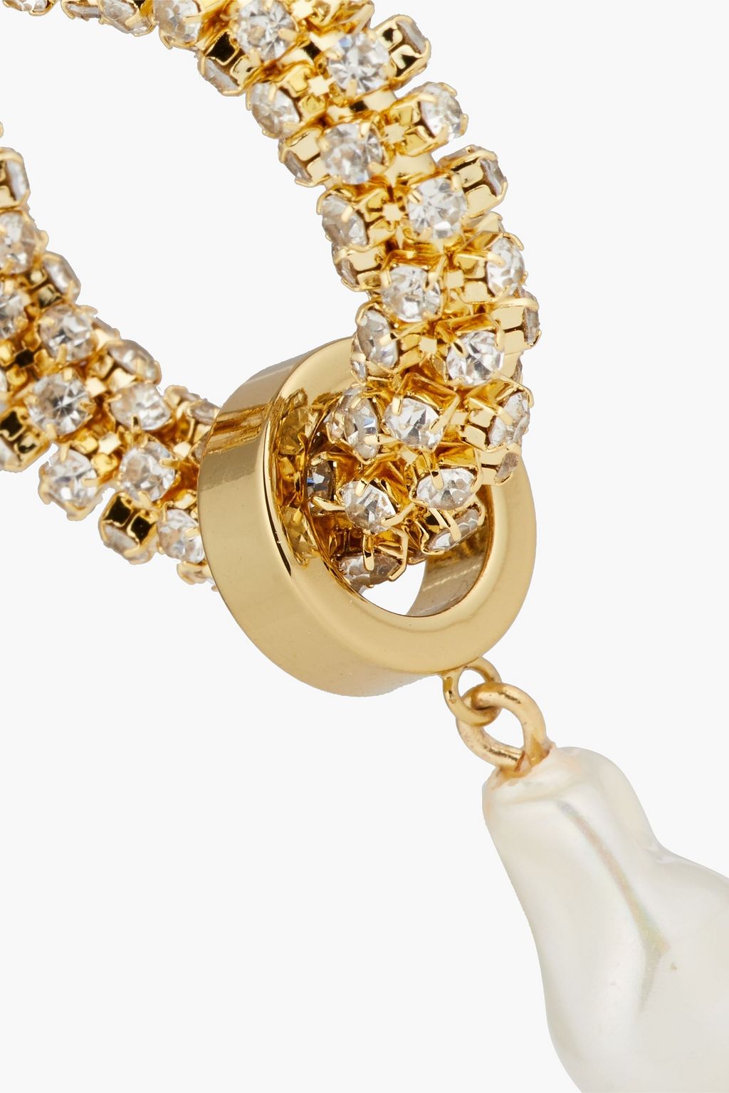 KENNETH JAY LANE Gold-plated, crystal and faux pearl hoop earrings