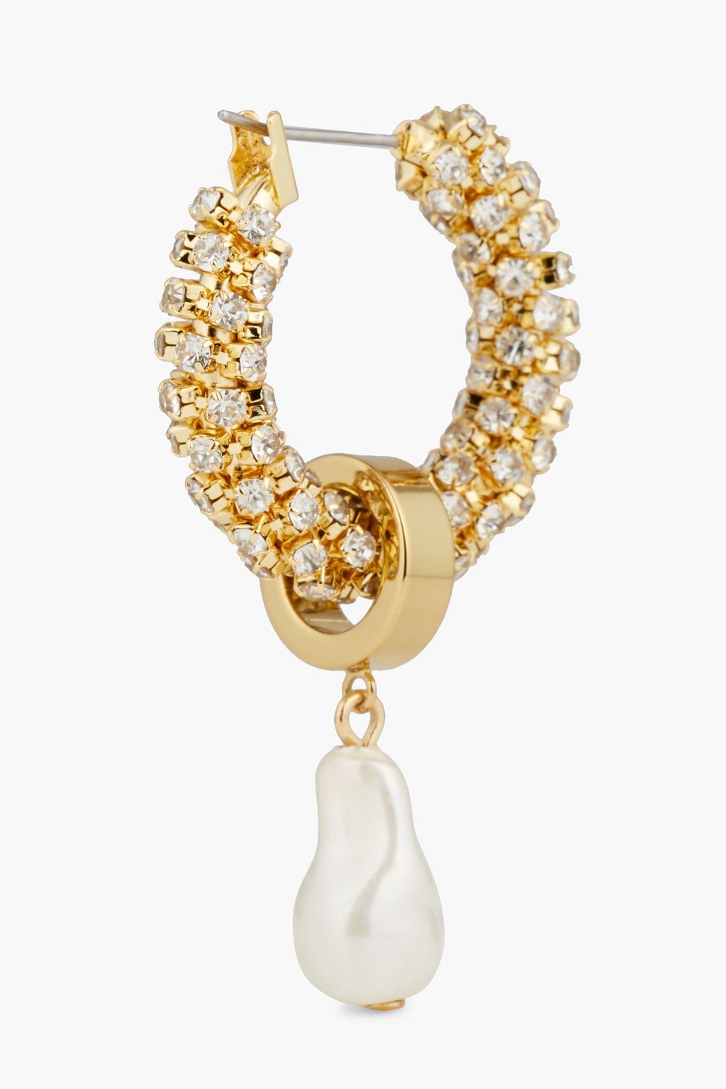 KENNETH JAY LANE Gold-plated, crystal and faux pearl hoop earrings