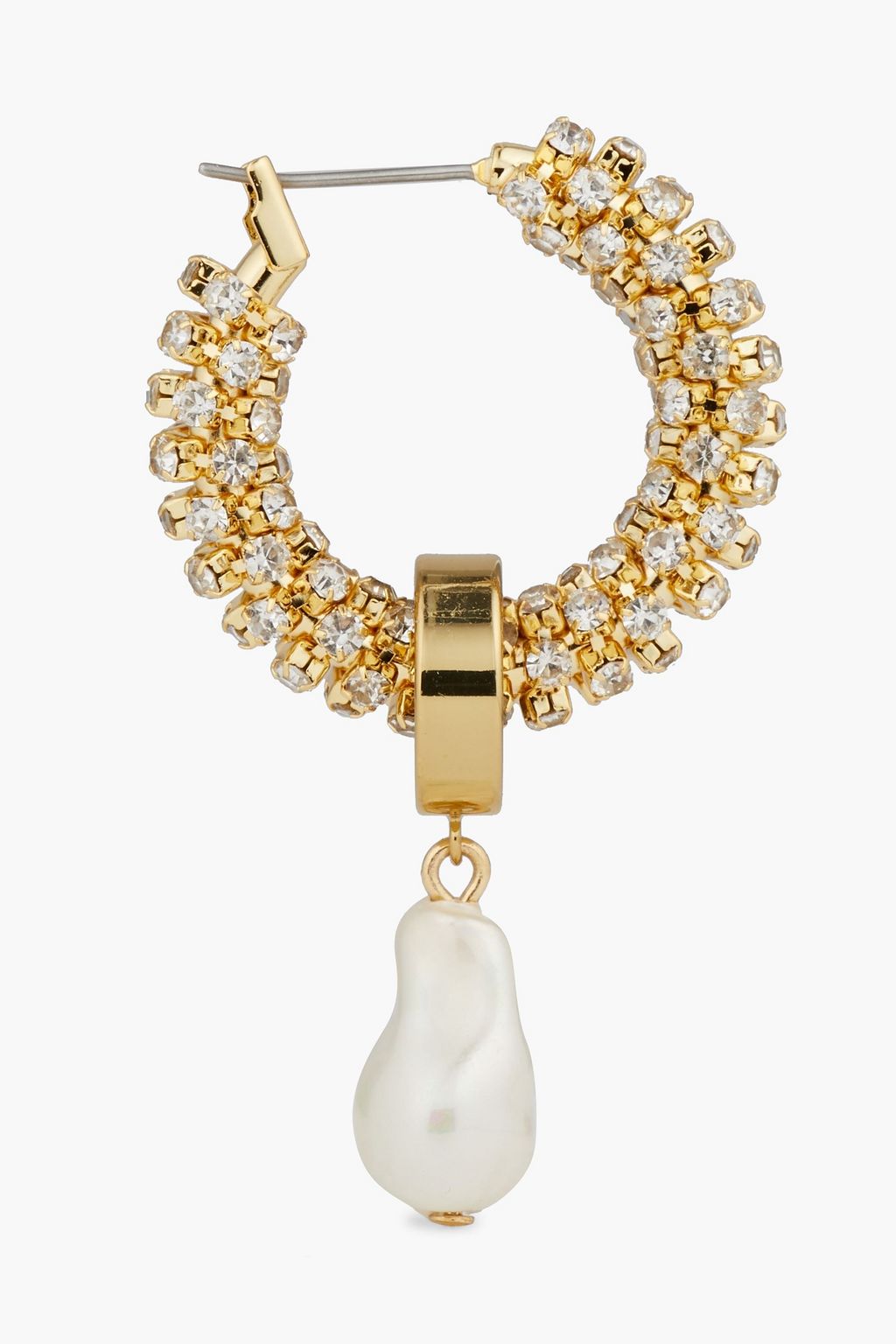 KENNETH JAY LANE Gold-plated, crystal and faux pearl hoop earrings