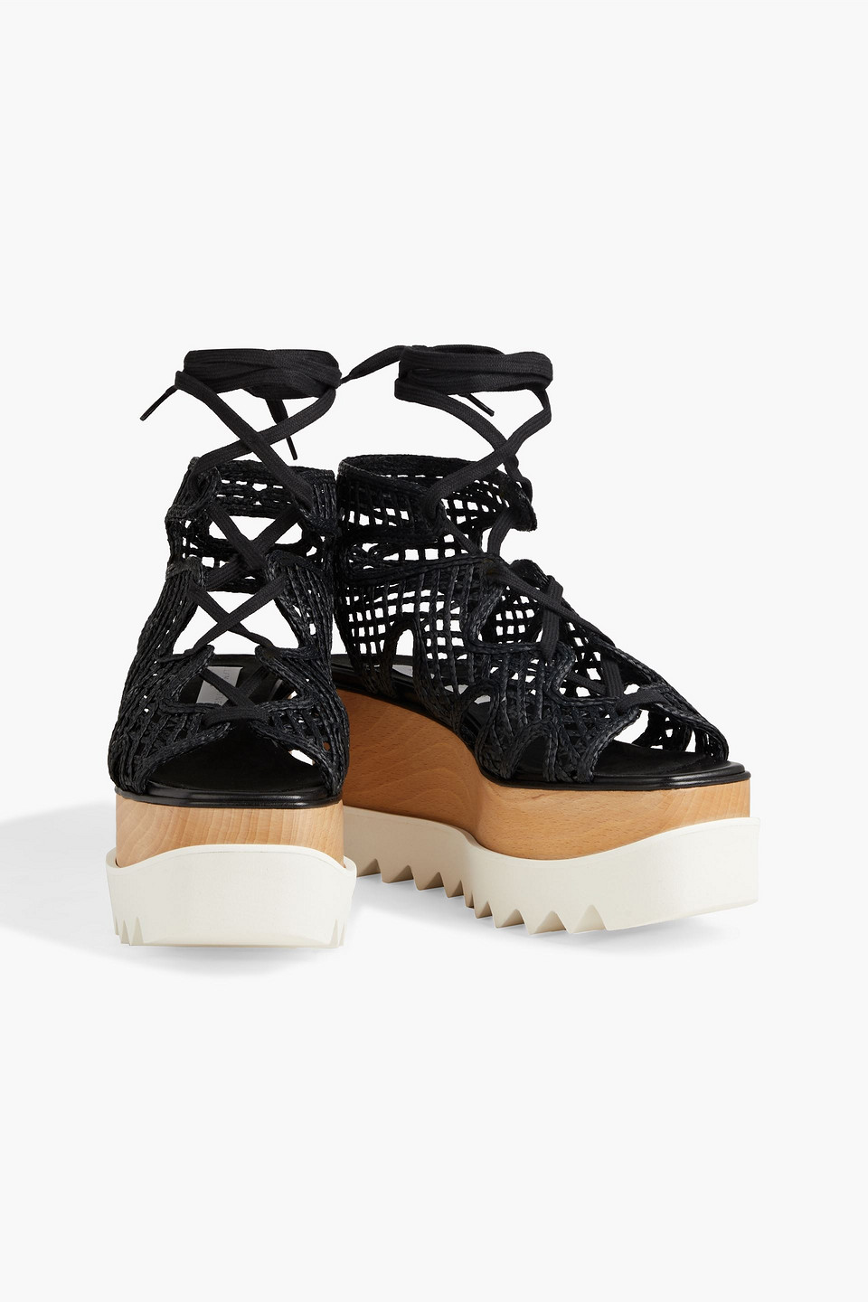 Stella Mccartney Lace-up Woven Platform Sandals In Black