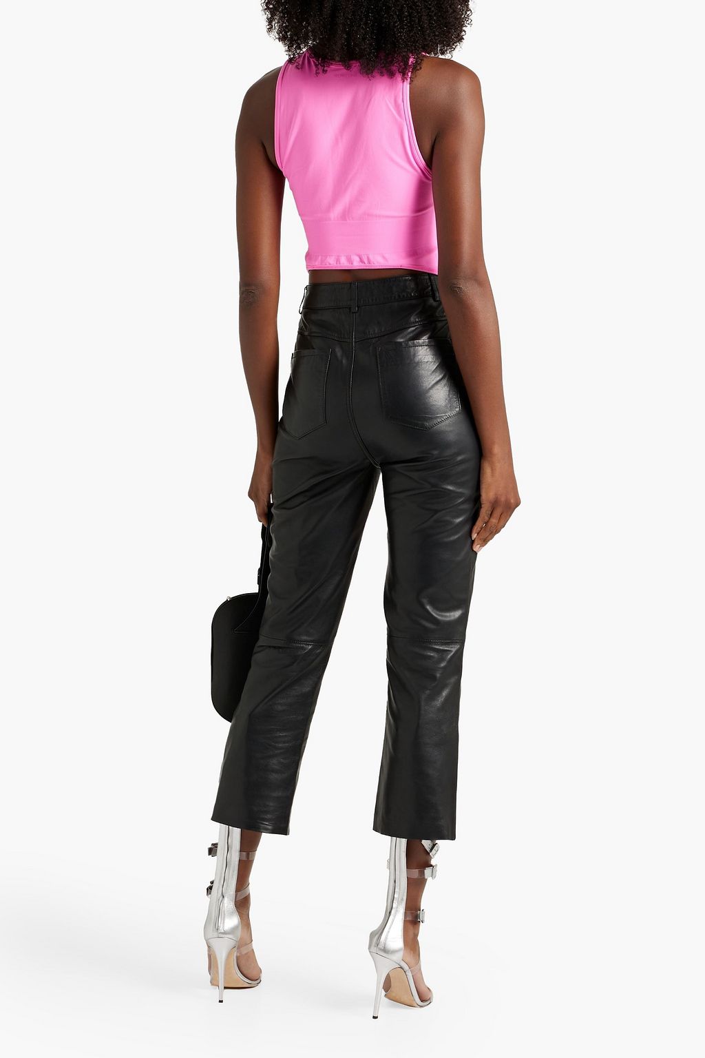 WALTER BAKER Selma cropped leather bootcut pants
